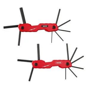 Milwaukee 2PC 17-Key Folding Hex Key Sets SAE/Metric 48-22-2183 Easiest Access High-Contrast Markings Full Metal Body 270° Rotation Ergonomic Handle