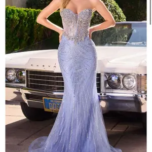 Crystal embellished fitted gown