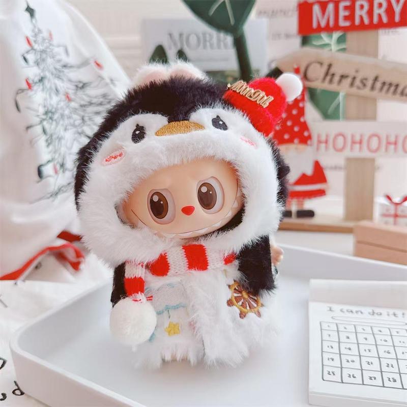 Labubu Winter Christmas Set Plush Toy for 1-3 Series 17cm Dolls Comfortable Fabric Festive Outfit Perfect Collector's Fashionable Holiday Gift