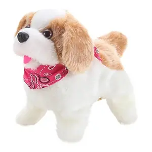 212 MAIN Interactive Puppy Shape Pet Plush Toy - Cute, Soft Design with Barking, Sitting, Walking, Flip Somersault Trick Actions, for Pet Playtime