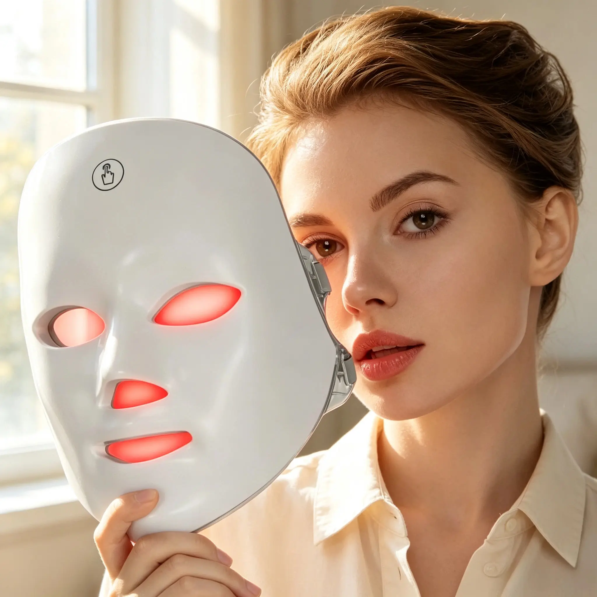 7-Color LED Face Mask，Cordless Rechargeable LED Facial Mask With 7 Lights Easy At-Home Skin Care Lovely Gift For Women