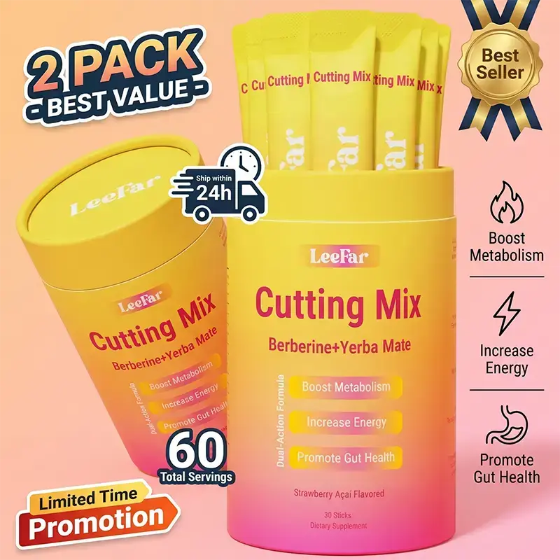 （Flash Sale 2 bottles）LeeFar Cutting Drink Mix – | Ft Strawberry Açaí Flavor – | (60 Servings)