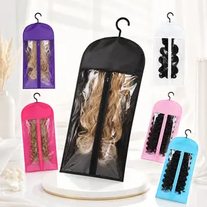 60cm Short Wig StorageBag, Extra Large Waterproof Zipper Window Design WigOrganizer Bag, Dust-Proof Wig Storage Pouch For Wigs,Curly And Straight Hair Wigs Travel