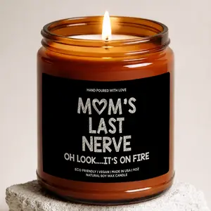 MAKEAGIFT Mom’s Last Nerve Candle, Mom Stress Relief Candle Gifts, Funny Sarcastic Mom Candles, Mother's Day Gift, Tired Mom Humor Gift