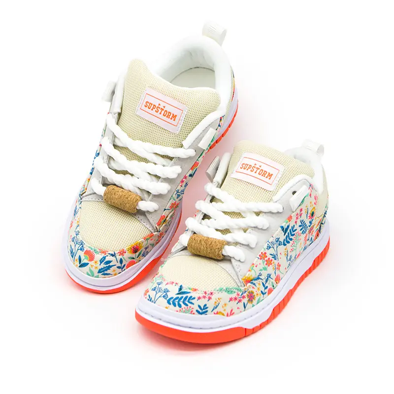 YYK brand Trendy New White Print Sneakers, Large Size Fashionable Men'S Skate Shoes, Versatile Sports Casual Shoes, Wear-Resistant Non-Slip Skate Shoes