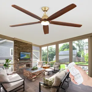 72 Inch Gold Ceiling Fan with Light,Rustic Wood Ceiling Fans with Remote Control,6-Speed Noiseless Reversible DC Motor, 5 Blades Outdoor Indoor Modern Ceiling Fan for Kitchen Bedroom Living Room 2026 New Year Gift