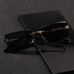 1pc Rimless Sunglasses Rectangle Women Men Shades Small Square Sun Glasses for Female Male Beach Vacation Travel Eyewear