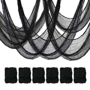 6 Pack Black Halloween Creepy Cloth (30 x 72 Inch), Halloween Gauze, Creepy Gauze for House, Outdoor, Yard and Halloween Decoration Indoor
