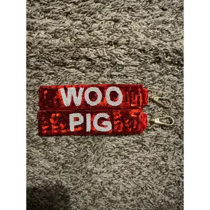 Sequin Arkansas Woo Pig Wristlet Keychain