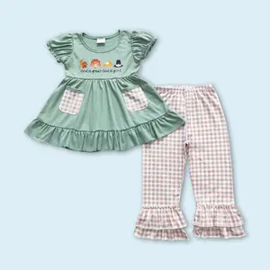 Thanksgiving turkey tunic pants baby girls set