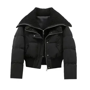 American Vintage Autumn Winter Women Fake Two Pieces Padded Parkas Turn-down Collar Crop Down Jacket Outwears Designer 2026