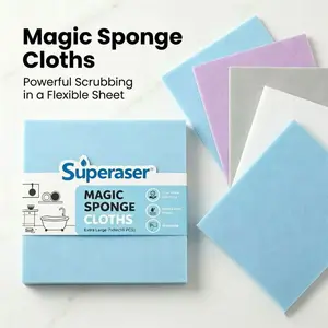 Superaser Magic Cleaning Sponge Cloth All Purpose for Home Cleaning Chemical Free Magic Sponge Water Only Cleaning for Kitchen Shoes Wall.clean cloth outdoorfun Absorbent Extra Large Gentle On Surfaces