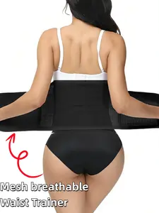1 Count Mesh breathable Tummy Control Belly Band with Velcro Closure,Fajas,Black Shapewear Belts,High Waist Belly Binder,Abdominal Binder Girdle,Waist Cincher,Tummy Tuck High Compression Wrap Waist Trainer,Suitable for Daily,Sport,Yoga
