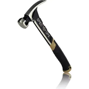 Spec Ops Tools 20 Oz Rip Claw Hammer - Lightweight Ballistically Balanced Design with Shock-Absorbing Grip & Magnetic Nail Starter for Precision Accuracy