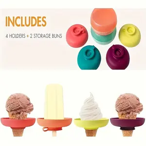 2/4pcs Silicone Ice Cream Stand, Anti-Drip Conical Support Rack, Portable Kids Popsicle Mold Tray, Dishwasher Safe, Summer Pop Holder, Kitchen Gadgets