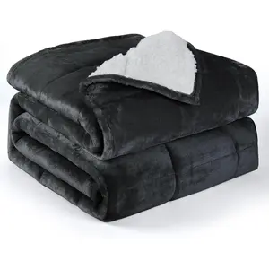 Weighted Blanket Queen Size 15lbs 60x80 inches,Soft Plush Fleece Throw Weighted Blankets with Cozy Snuggle Warm Sherpa,Ultra Fuzzy Heavy Blanket Microfiberfor Sofa Bed, Dark Grey