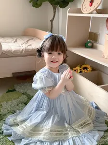 Girls Dress, Girls Casual Cotton Dress, Vintage Bluebell Heirloom Dress, Puff Sleeve, Long Dress for Spring and Autumn LLL