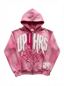 Men's Zip Up Hoodie American Vintage Gothic Rock 3D Print Letter Hoodie Casual Pullover Stylish Loose Sportswear Streetwear with Spider Patch Print Hip Hop Couple Jacket Perfect Gift for Autumn Winter