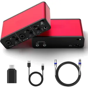 USB Audio Interface +48V Phantom Power 24Bit/192kHz for Recording Podcasting and Streaming Ultra-low Latency Plug and Play Noise-Free XLR Audio Interafce for PC