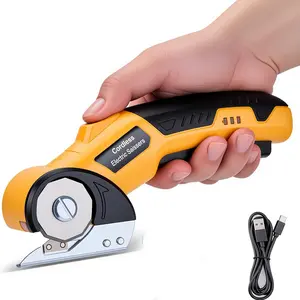Rechargeable Cardboard Cutter, Circular Blade Electric Box Cutter, 4v Upgraded Motor, Safety Lock and LED Light, Strong Paper and Carpet Cutting Tool