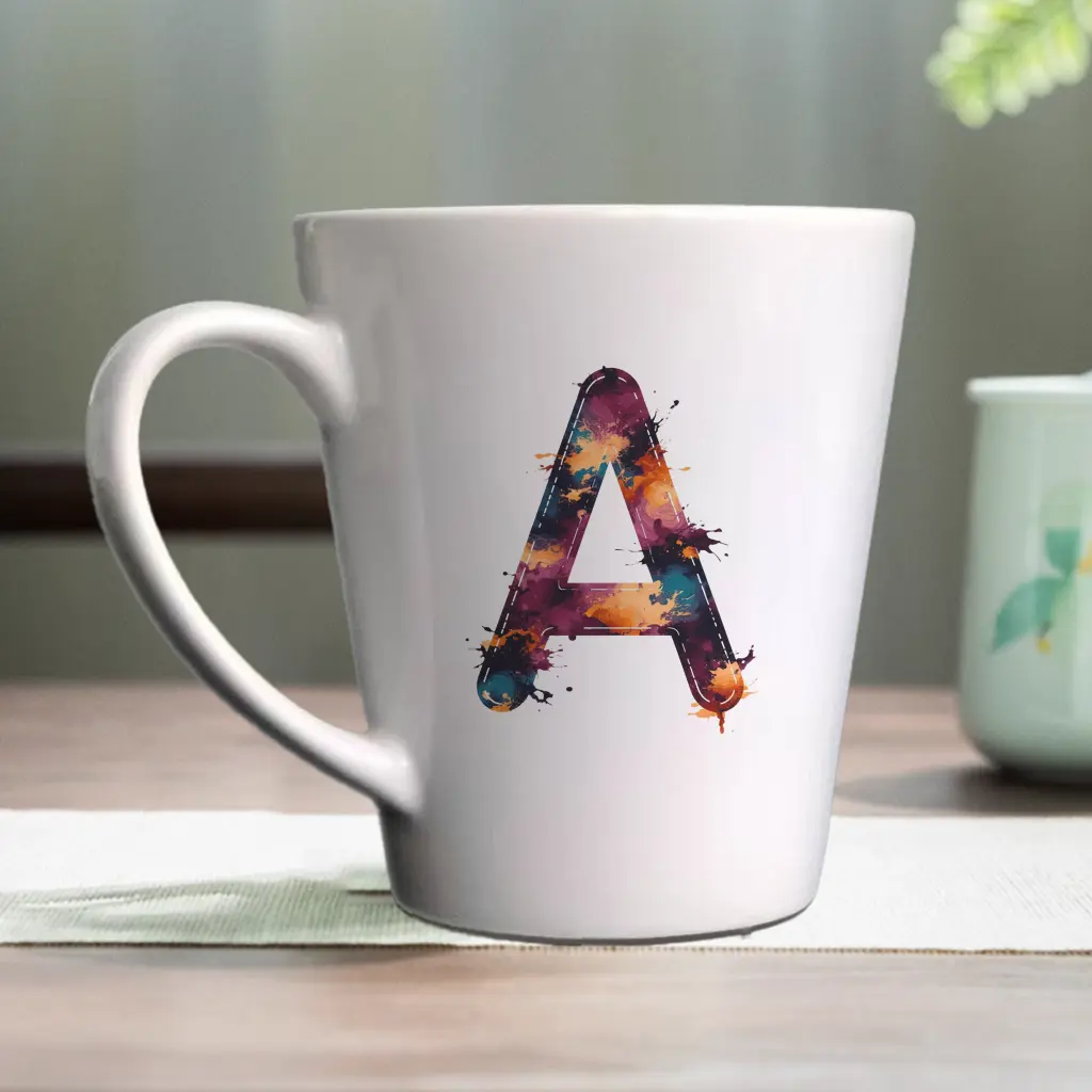 11 ozA colorful letter made of paint splatters on a white  background.Perfect for camping, traveling, anniversary gifts, camping mugs,  Portable wide mouth coffee mug, Dishwasher safe - TikTok Shop