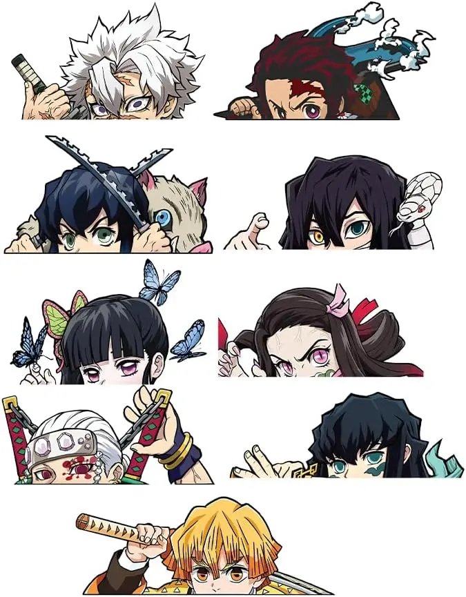 Mini Anime Stickers Anime Manga Decal Stickers Ideal for Cars Laptop Skateboard Bibycle Wall Décor, UV Resistant
