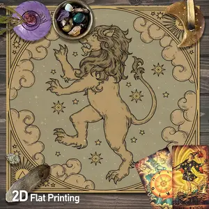 Zodiac Leo Lion Tarot Cloth Celestial Stars and Fire Element Design Altar Tablecloth for Crystal Healing Astrology Witchcraft Oracle Cards Party Supplies Tarot Mat [Party Games & Activities]