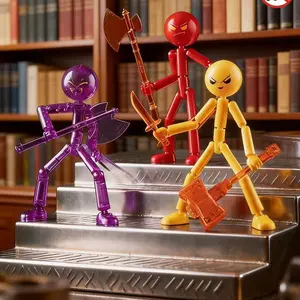 3-Piece Walking Stick Figure Action Figures Set, Trendy Toy Dolls for Kids, Multi-Jointed Flexible Models Creative Playthings