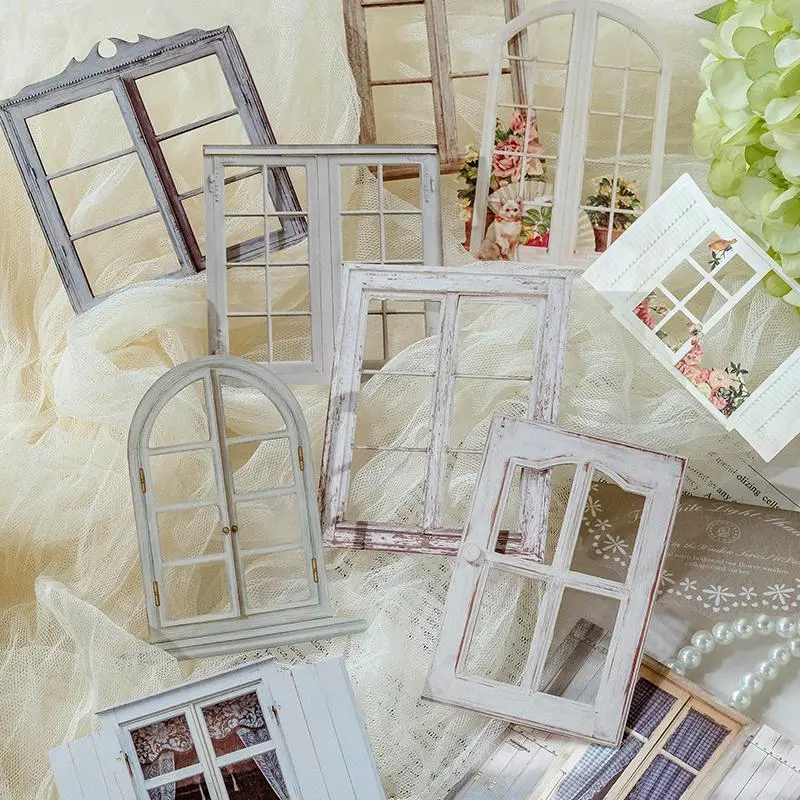 Vintage Window Cut-Out Sticker, 10pcs/pack Decorative Journaling Stickers for Scrapbooking Journal Photo Album Planner