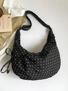 Elegant Fashion Polka Dot Design Bowknot Decorated Tote Bag, Handheld Shoulder Bag, Crossbody Bag for Work and Daily Use, Stylish and Practical