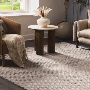 Eldersville Embossed Taupe Premium Viscose&Wool Area Rug