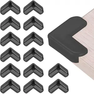 Corner Protectors, 16 count Table Corner Protectors, Furniture Corner Guard and Edges Safety Bumpers for Table Edges and Sharp Corners (L-Shaped, Black)-USA