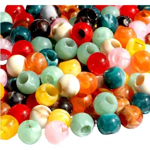 160pcs 12mm Mixed Color Plastic Acrylic Large Hole Cloud Pop Beads for Hair Beads and Bracelet with 5.5mm Hole