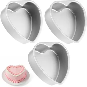 8 Inch Heart Shape Cake Pans 3 PCS Aluminum Heart Cake Mold Reusable Baking Pan for Baking DIY Mold Tool for Wedding, Birthday, Party & Family