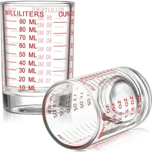 2 count 3 oz/ 90 ml Shot Glass Measuring Cup Espresso Shot Glasses jiggers Liquid Heavy Measuring Cup(Red Color)