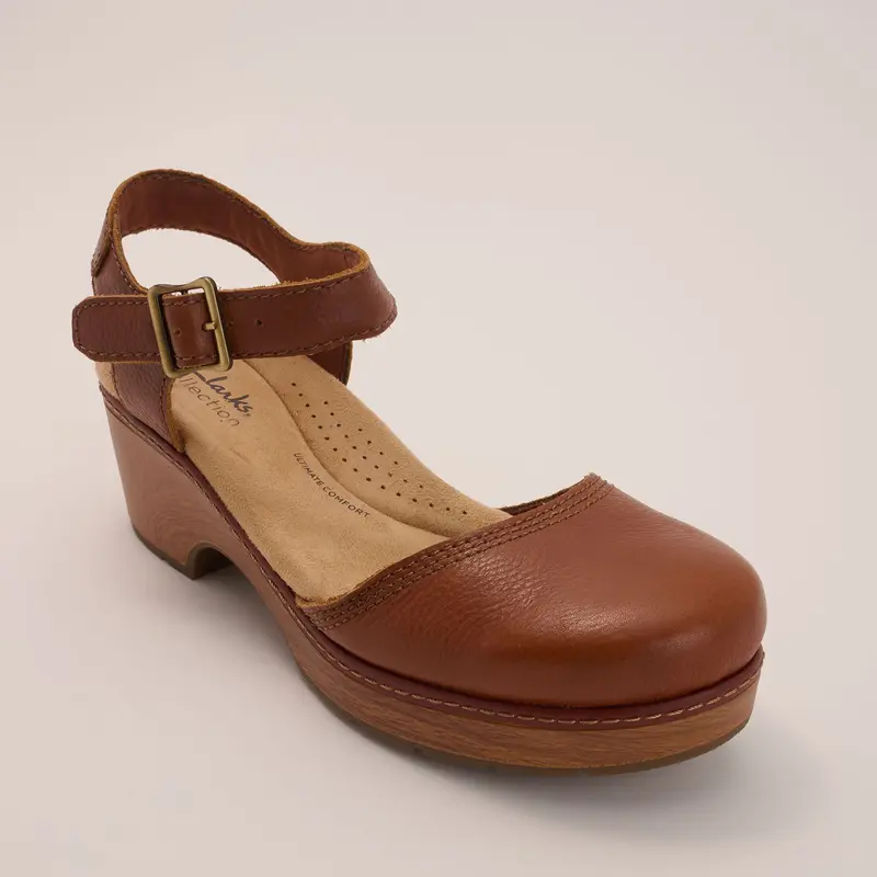 Clarks Collection Leather Platform Clogs -Paizlee Nora