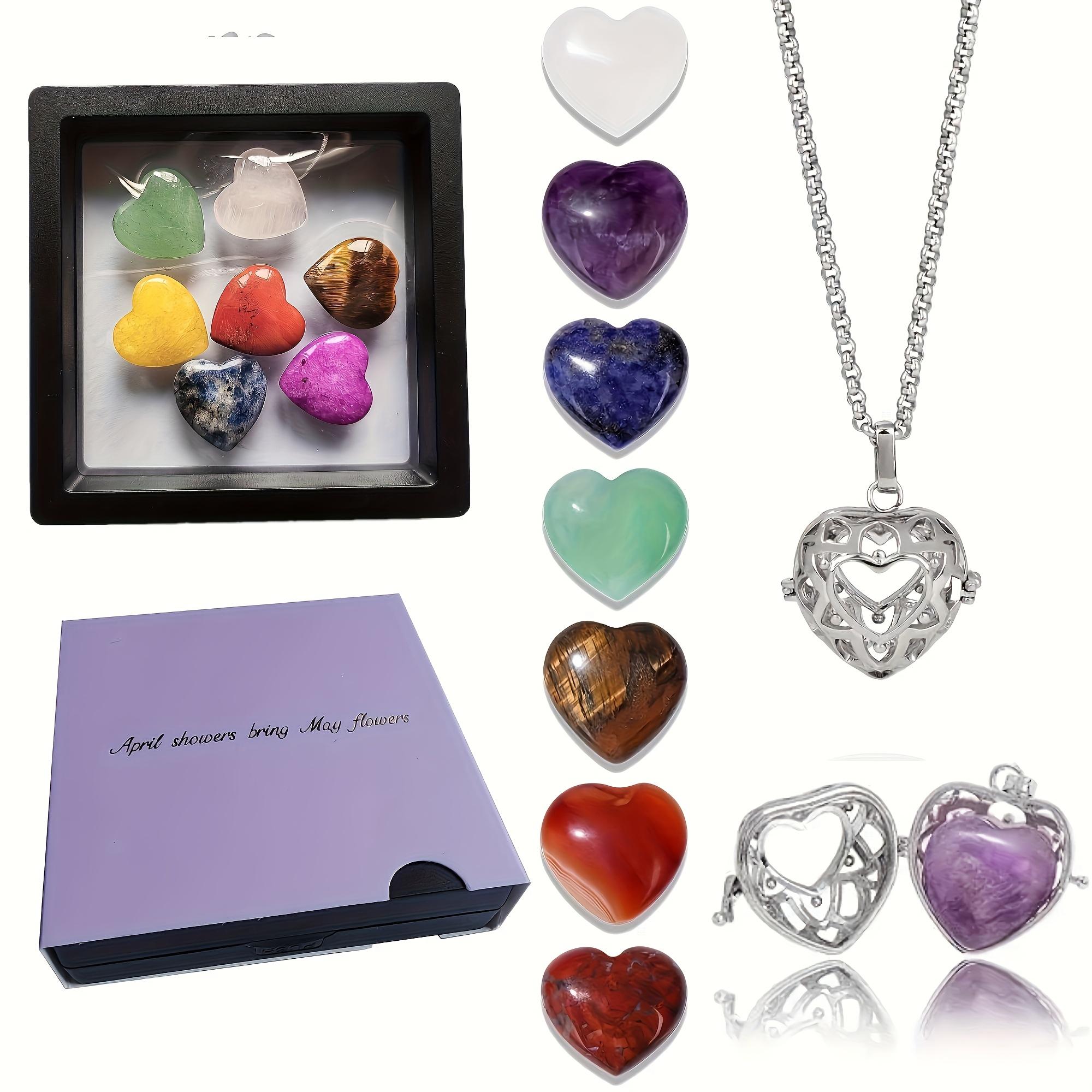 7pcs Crystal Pendant Set Wings Crystal Round Bead Stone Women's Rope Cage and Lock Pendant Crystal Stone Valentine's Day Surprise Gift for Friends decor