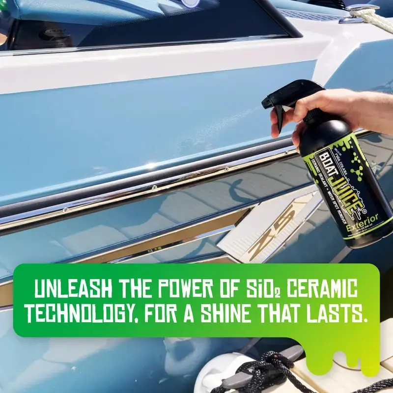 BOAT JUICE Marine Detailing Spray - 2-in-1 Water Spot Remover and SiO2 Ceramic Sealant for Gelcoat, Glass, Metal & Plastic , 32oz
