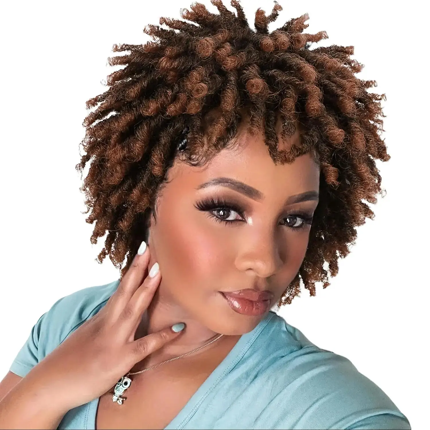 Black Women's 2026 New Chic 6-Inch Ombre Synthetic Dreadlock Wig - Faux Locs Twist Braided Afro Curly Style, High-Temperature Fiber, Synthetic Dreadlock Headpieces, Secure Fit