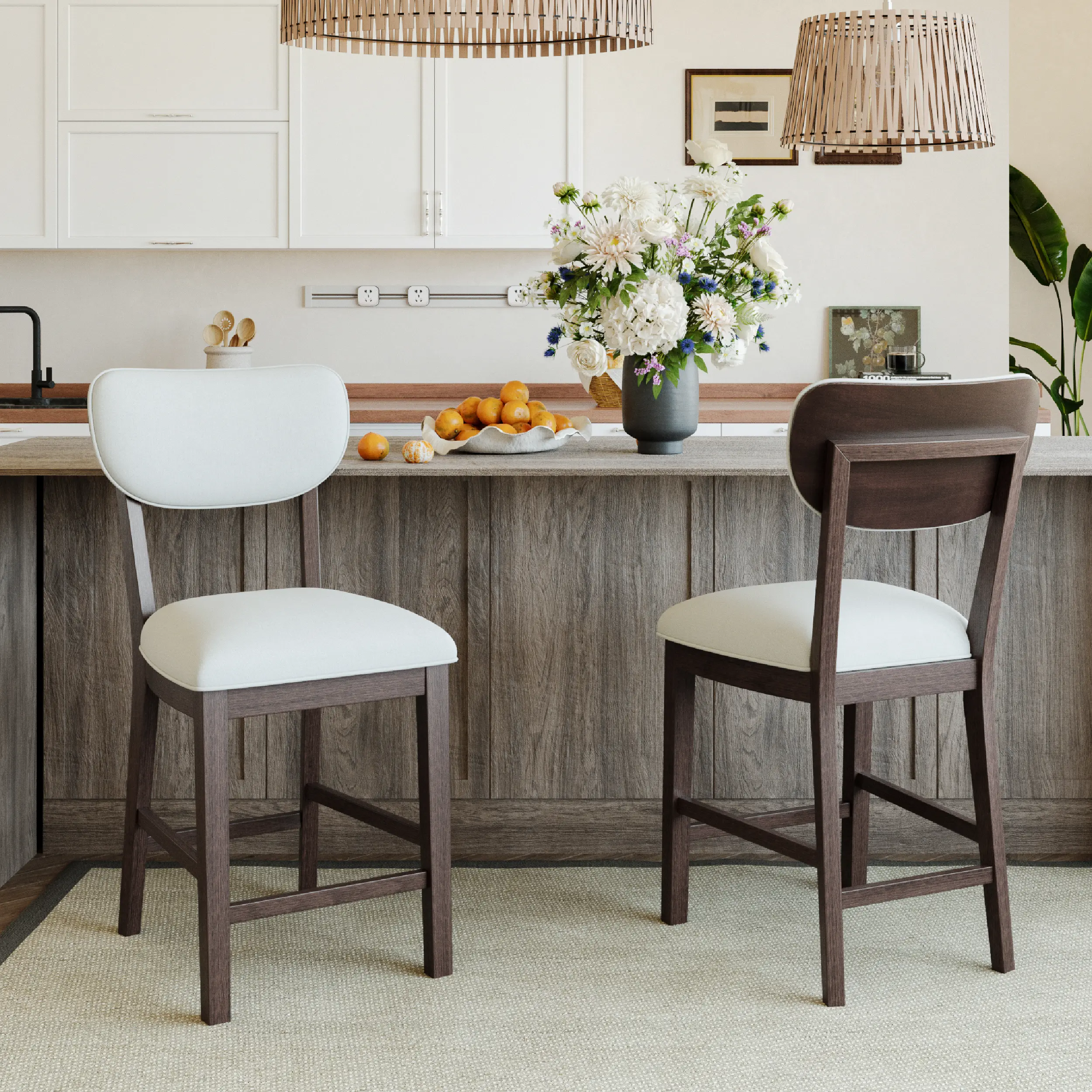 COLAMY AUREL Bar Stool Counter Height Upholstered Morden for Home Bar Indoor Furniture