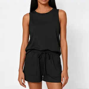 Two Piece Sets for Women Summer Crew Neck Lounge Short Sets Cap Sleeve Drawstring Sweatsuit with Pocket summerwins,summerwins