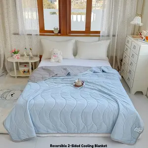 Reversible Quilted Cooling Blanket, Lightweight Bedspread, Ultra Soft Breathable, for Hot Sleepers, Bedroom Sofa