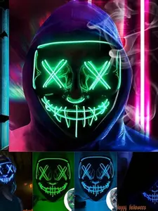 Halloween Glowing LED Cosplay Mask, Perfect for Photo Parties and Costume Props, Festival Party Supplies, Includes Driver, Ideal Halloween Accessory