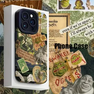 Shrek themed collage pattern for iPhone 11/12/13/14/15/16 Pro Max/XS/XR/7/8 Plus phone cases, shockproof shells and durable phone accessories.