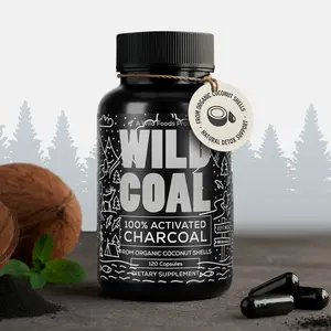 Wild Foods Activated Charcoal Capsules | For Bloating & Hangover Relief | Lab Tested, Non-GMO Detox Pills | Made in USA (120 Capsules)