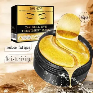gold moisturize eye mask,60 pieces of pure gold anti-aging collagen hyaluronic acid eye mask, used to remove dark circles, puffiness, and wrinkles, leaving your skin refreshed Brightening Eye Masks
