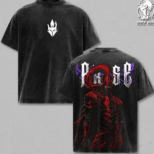 Igris – Solo Leveling Oversize Anime Graphic Tee, Acid Washed Heavy Cotton Shirt, Vintage Manga Streetwear, Unisex Casual Wear, Anime Merch, Gift for Anime Fans 82J