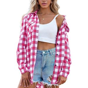 ZEAGOO Women's Flannel Shirts Long/Roll Up Sleeve Collared Button Down Plaid Shirt Casual Work Tops Thin Short summerwins