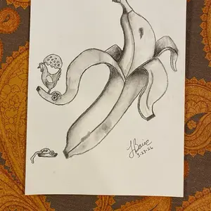 Banana w/chicken sandwich 9 x 12 charcoal