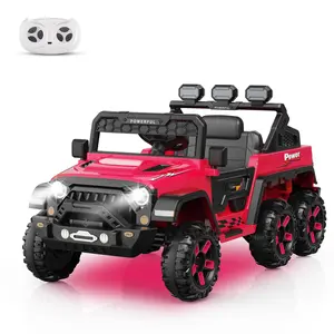 【Christmas Gift】Rose 24V Power Wheels for Kids with Remote Control, Ride on Car with 6 Wheels, 4WD Switchable Electric Car for Kids, Kids Electric Vehicles Battery Powered Toy Car, Bluetooth, 3 Speeds